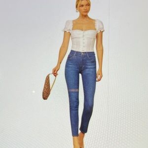 Reformation Serena High Skinny Crop Cannes Sz 23